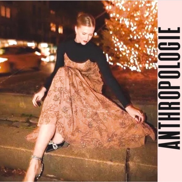 Anthropologie Maeve Sequined Tulle Maxi Dress - Picture 8 of 11